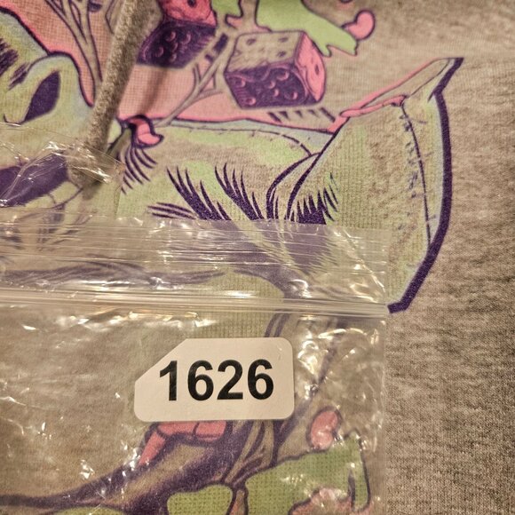 Disney Unisex Large Oogie Boogie Hoodie Sweatshirt Gray Graphic Pullover Pocket - Picture 11 of 12